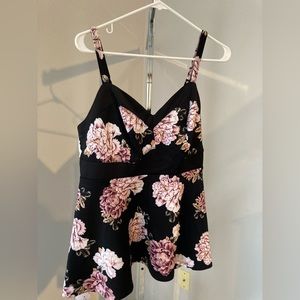 Torrid black with pink flowers
